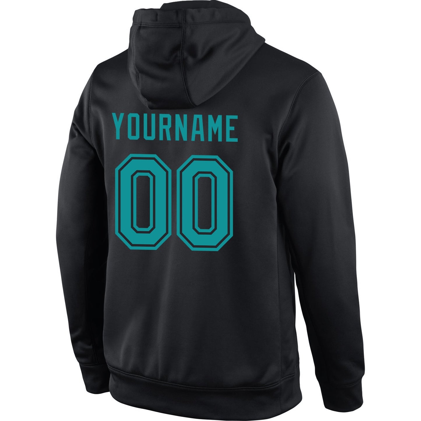 Custom Stitched Black Aqua Sports Pullover Sweatshirt Hoodie view 3