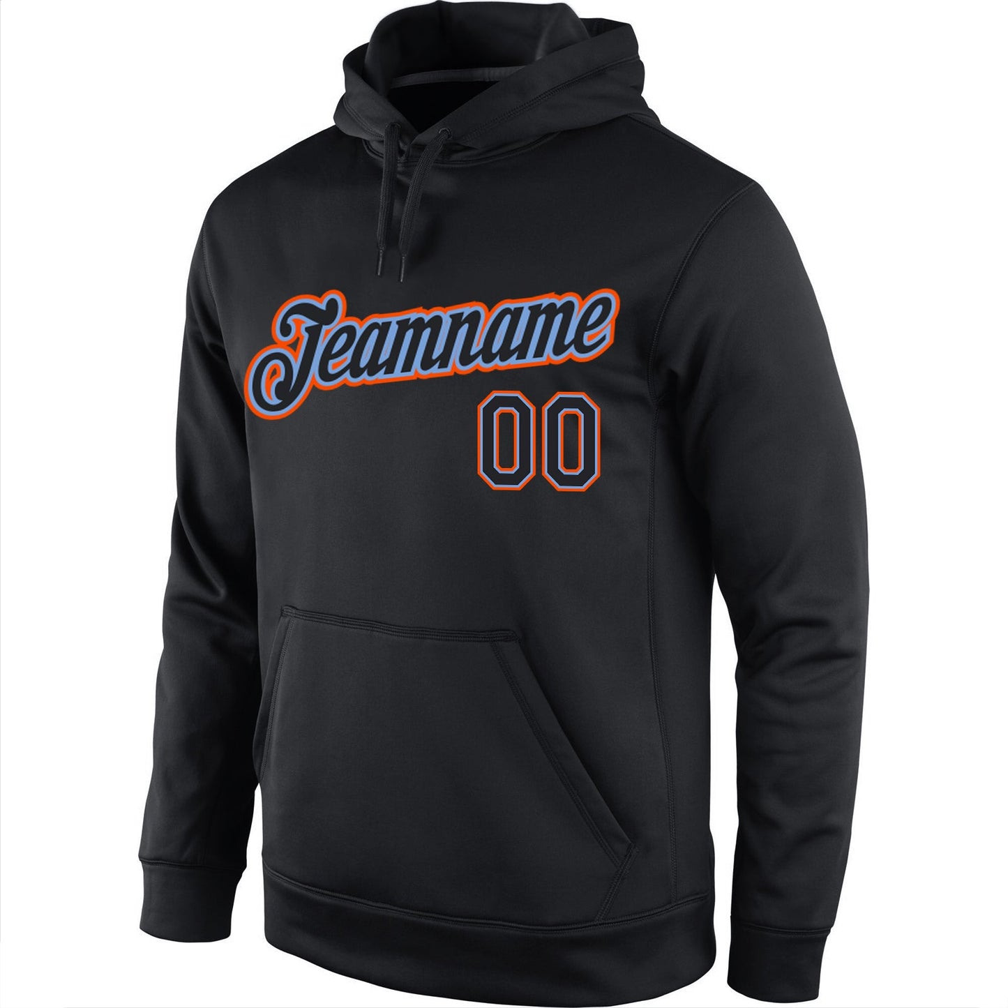 Custom Stitched Black Black-Orange Sports Pullover Sweatshirt Hoodie view 2