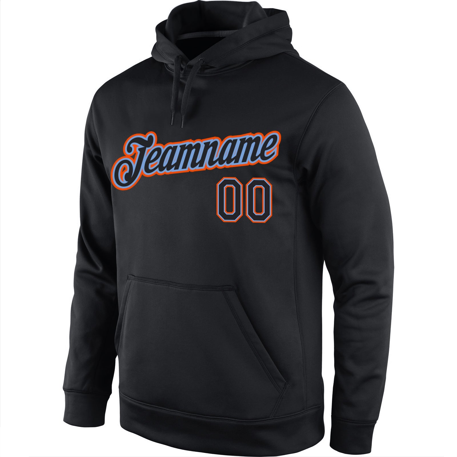 Custom Stitched Black Black-Orange Sports Pullover Sweatshirt Hoodie view 2