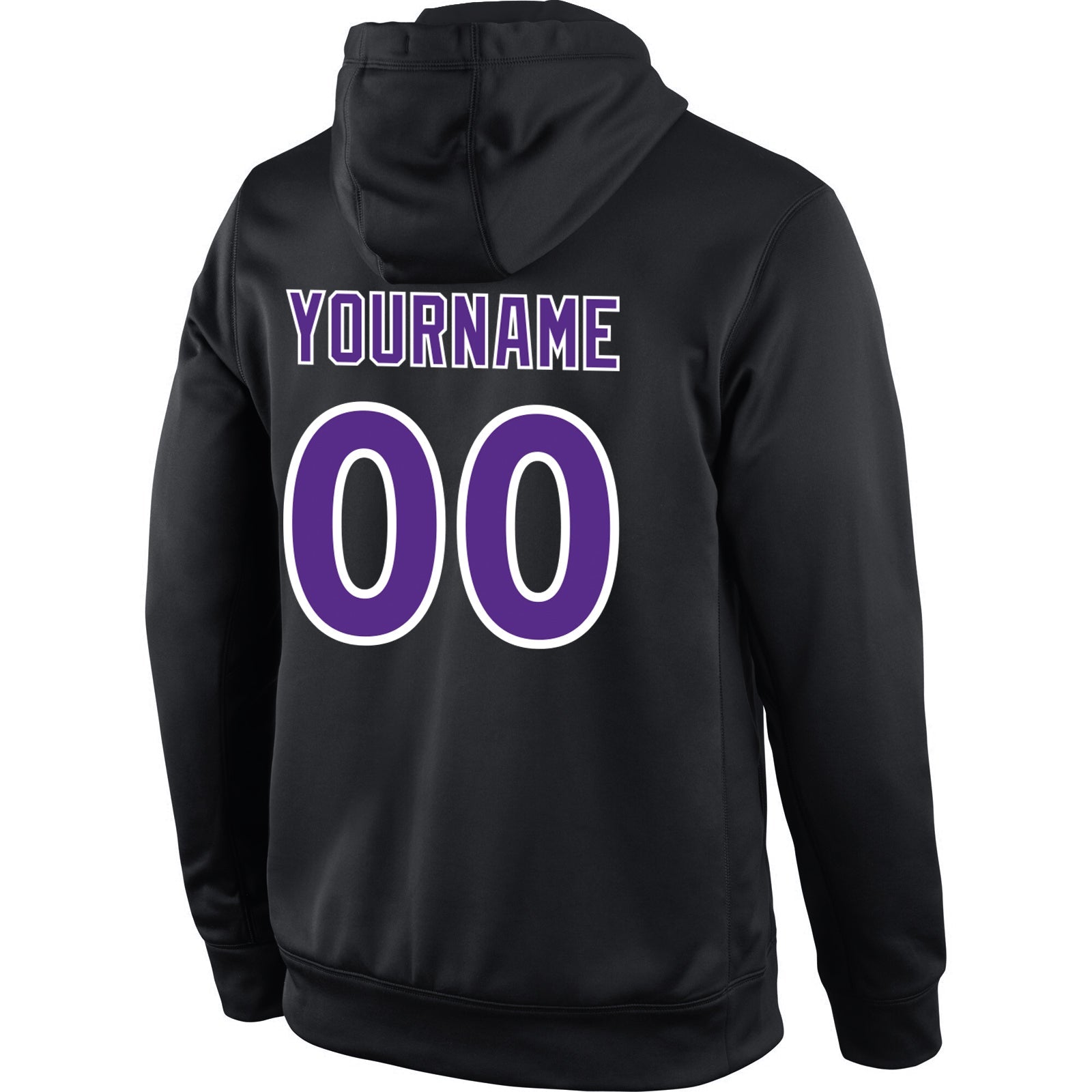 Custom Stitched Black Purple-White Sports Pullover Sweatshirt Hoodie view 3