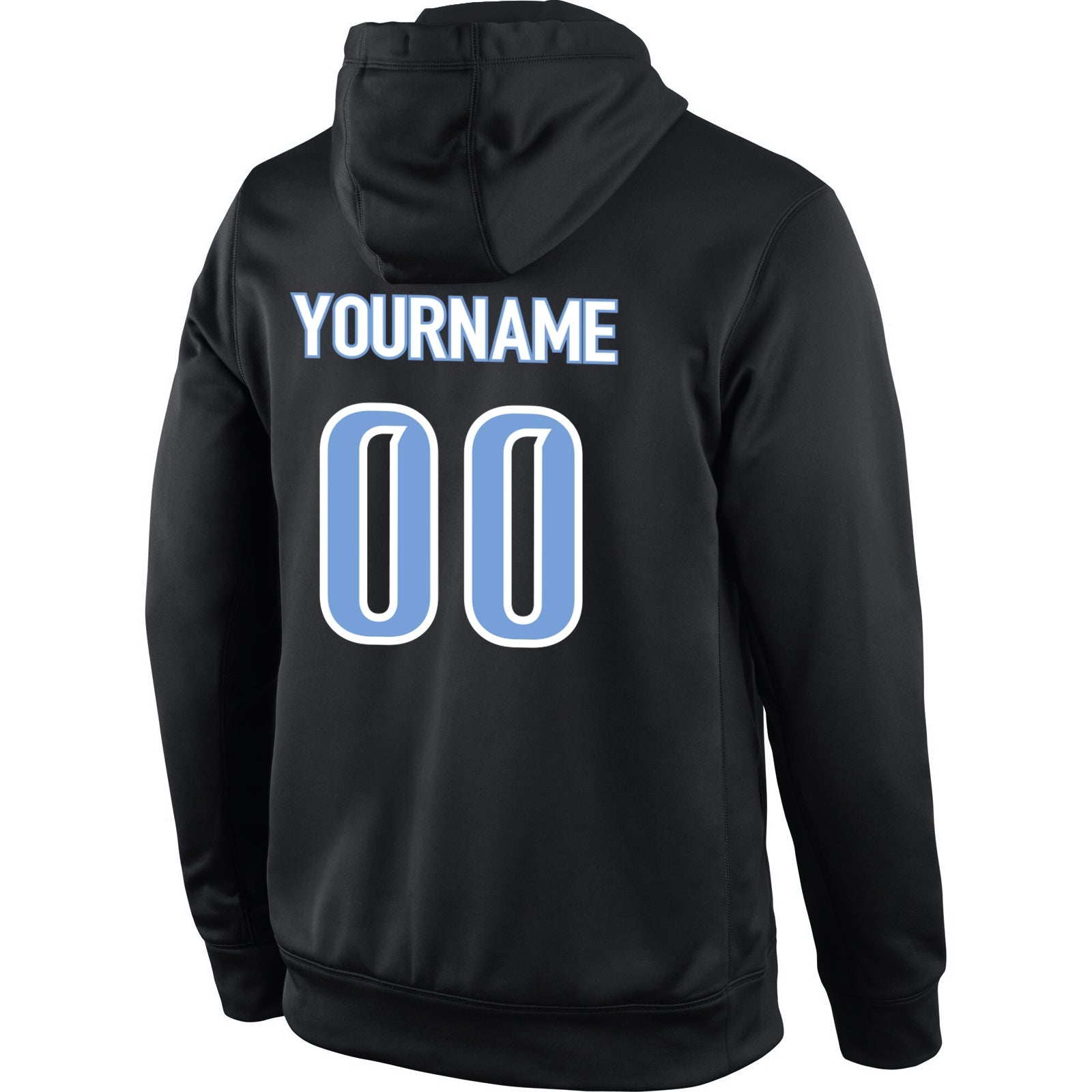 Custom Stitched Black Light Blue-White Sports Pullover Sweatshirt Hoodie view 3