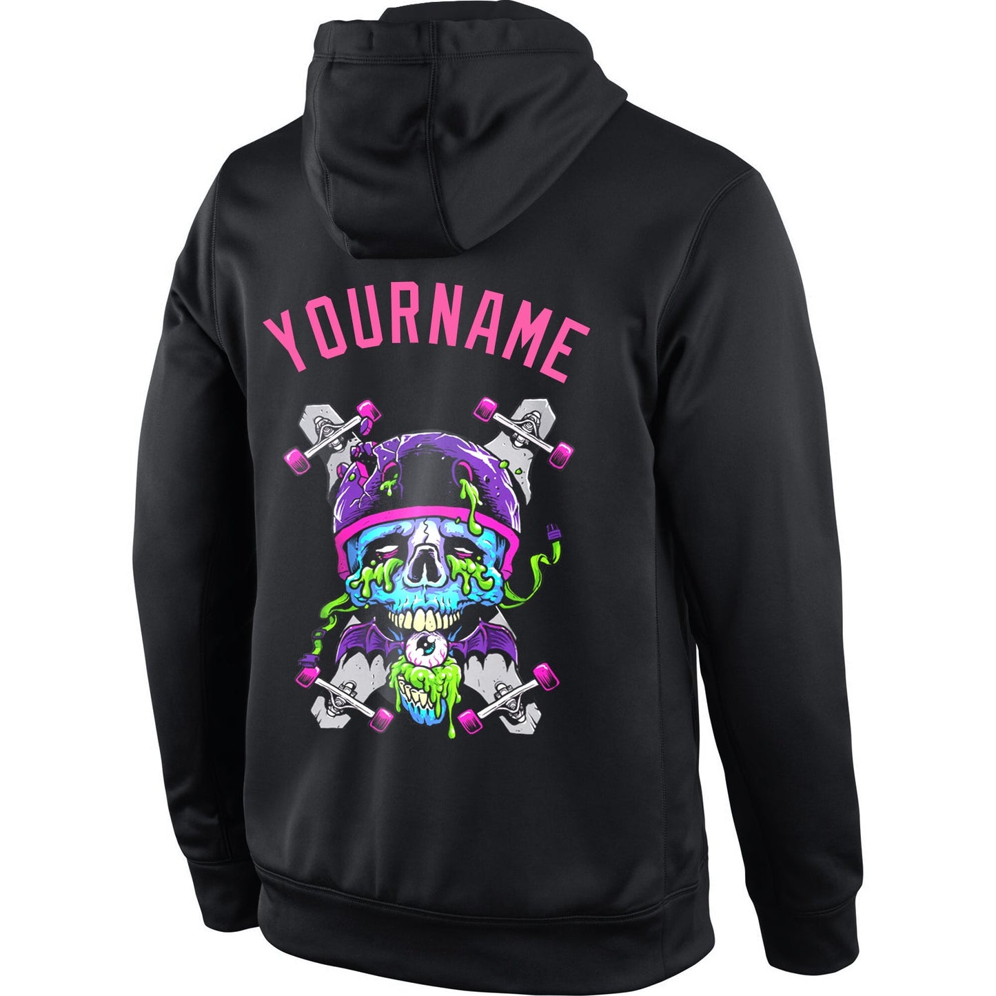 Custom Stitched Black Pink-Light Blue 3D Skull Fashion Sports Pullover Sweatshirt Hoodie view 3