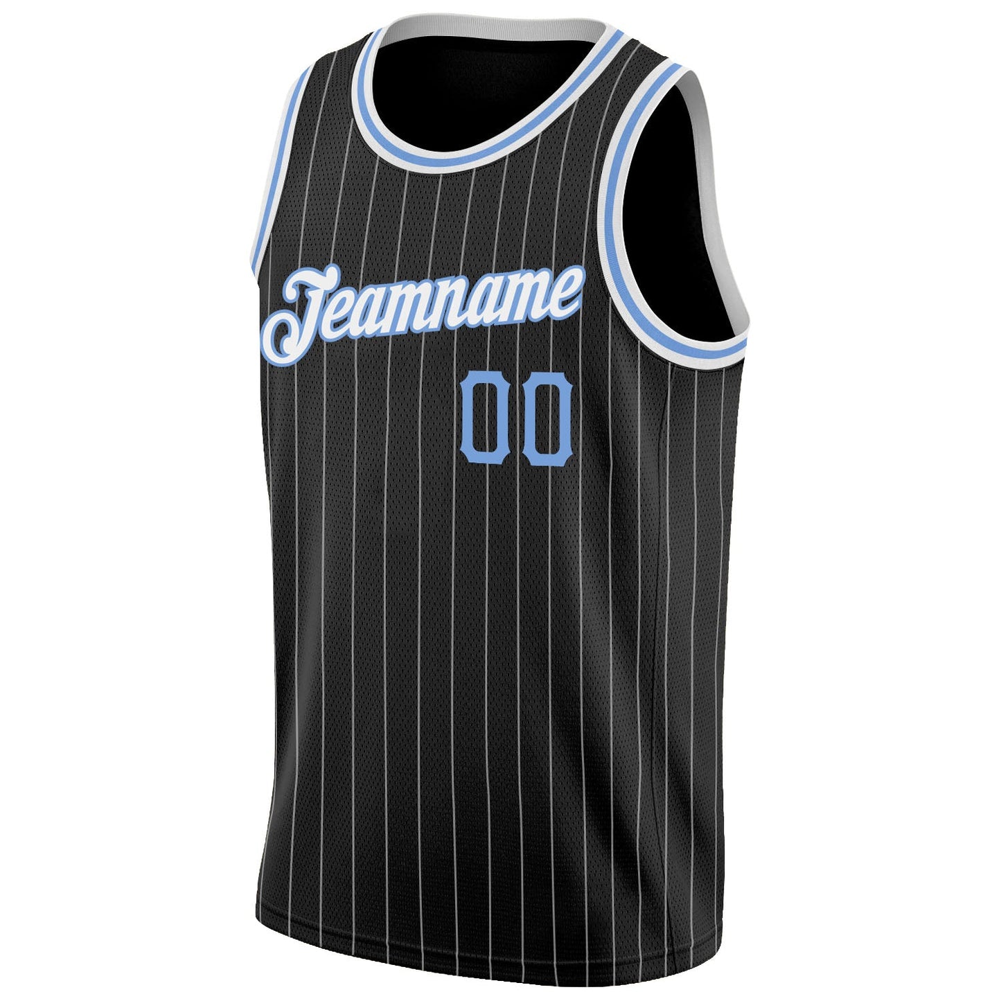 Custom Black White Pinstripe Light Blue-White Authentic Basketball Jersey view 5