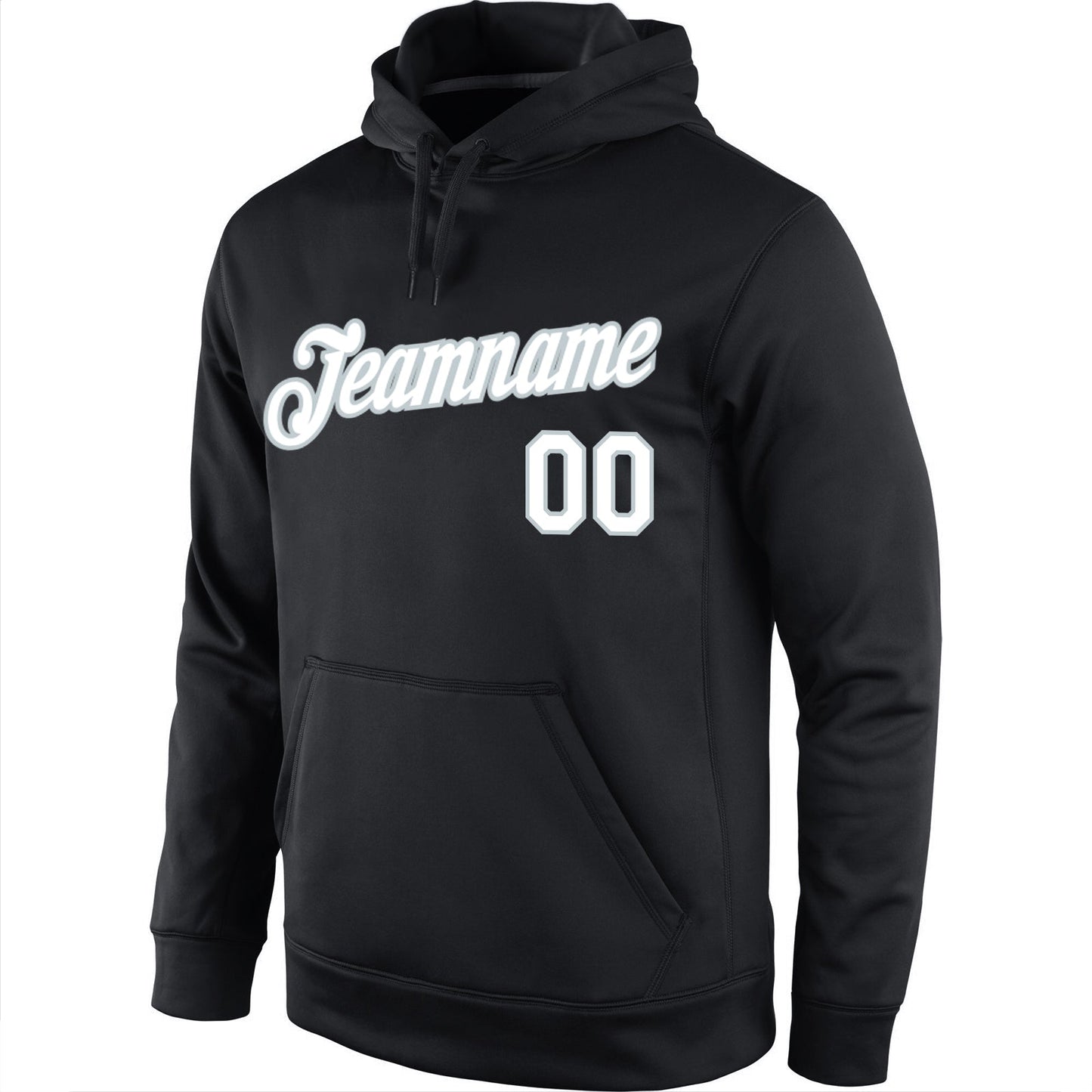 Custom Stitched Black White-Silver Sports Pullover Sweatshirt Hoodie view 2