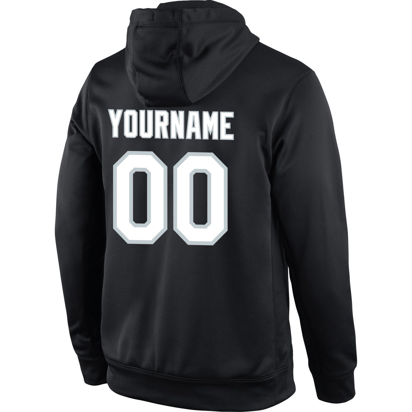 Custom Stitched Black White-Silver Sports Pullover Sweatshirt Hoodie view 3