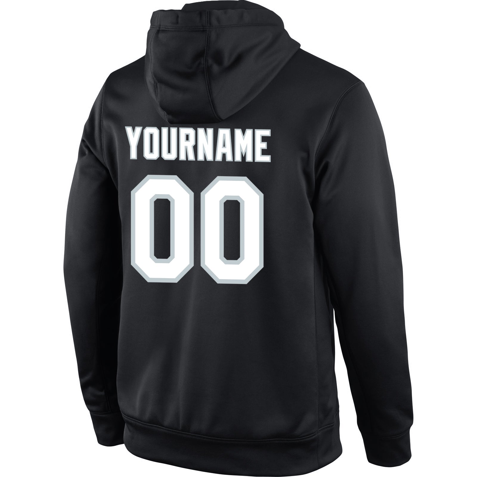 Custom Stitched Black White-Silver Sports Pullover Sweatshirt Hoodie view 3