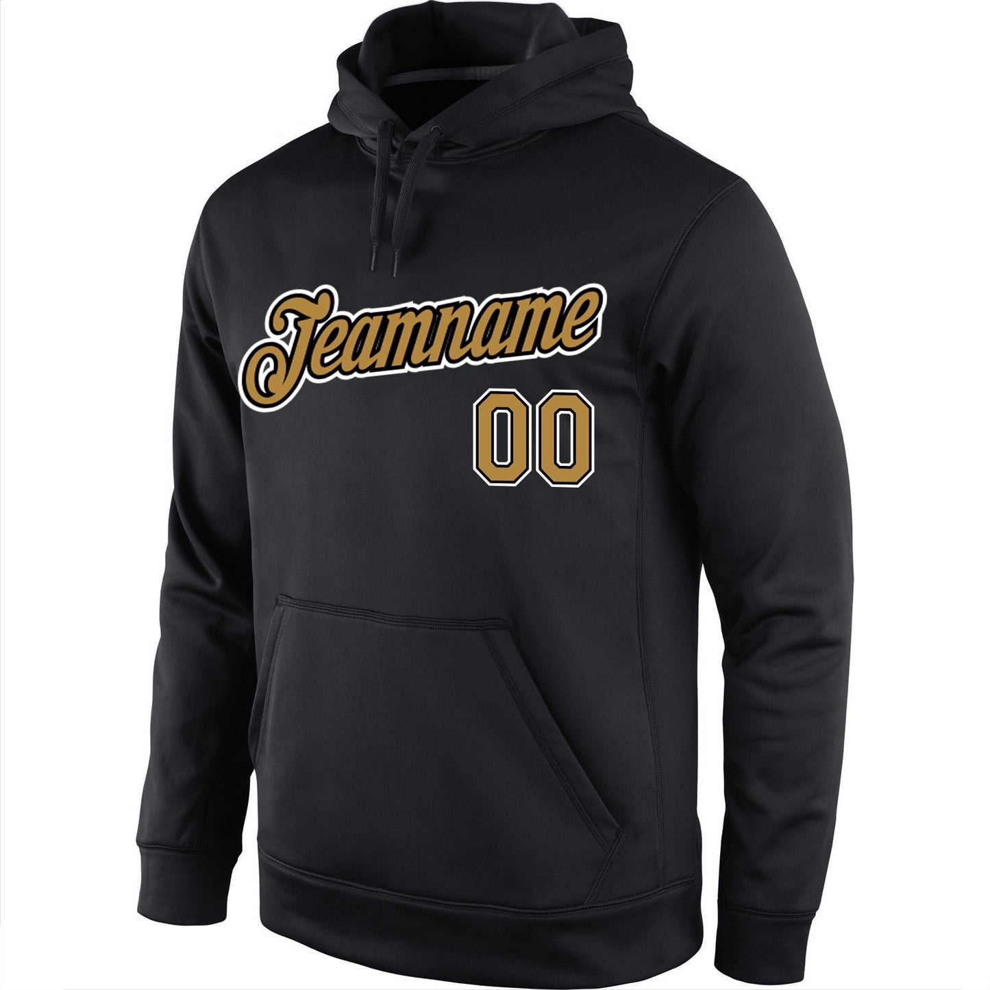 Custom Stitched Black Old Gold-White Sports Pullover Sweatshirt Hoodie view 2
