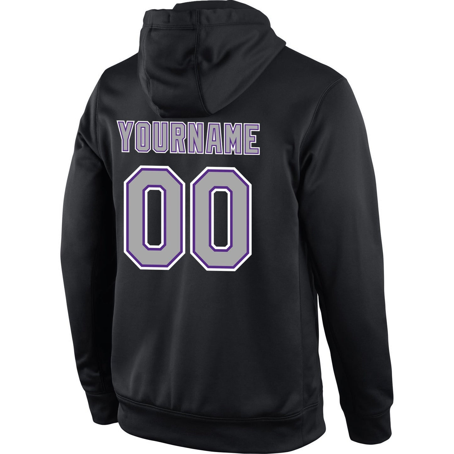 Custom Stitched Black Gray-Purple Sports Pullover Sweatshirt Hoodie view 3