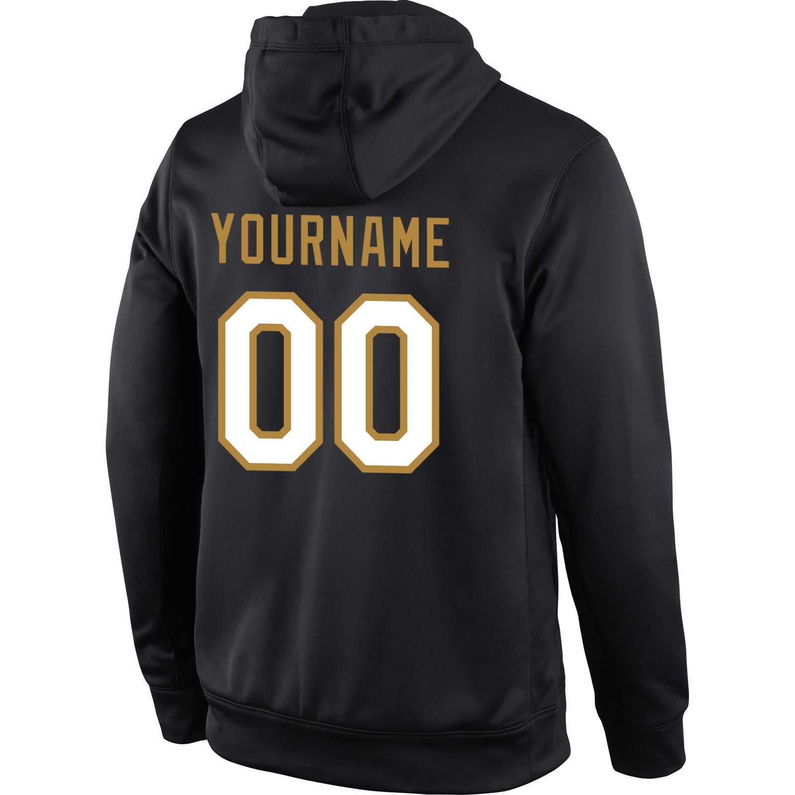Custom Stitched Black White-Old Gold Sports Pullover Sweatshirt Hoodie view 3