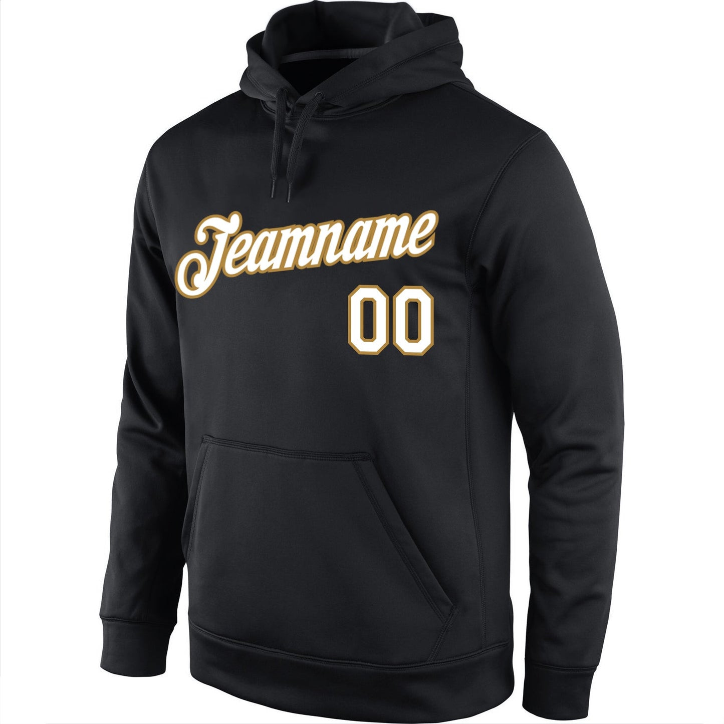 Custom Stitched Black White-Old Gold Sports Pullover Sweatshirt Hoodie view 2