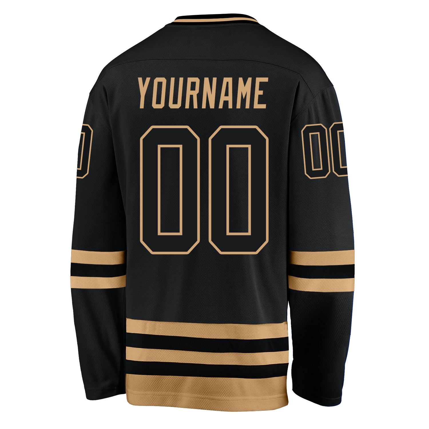Custom Black Black-Old Gold Hockey Jersey view 4