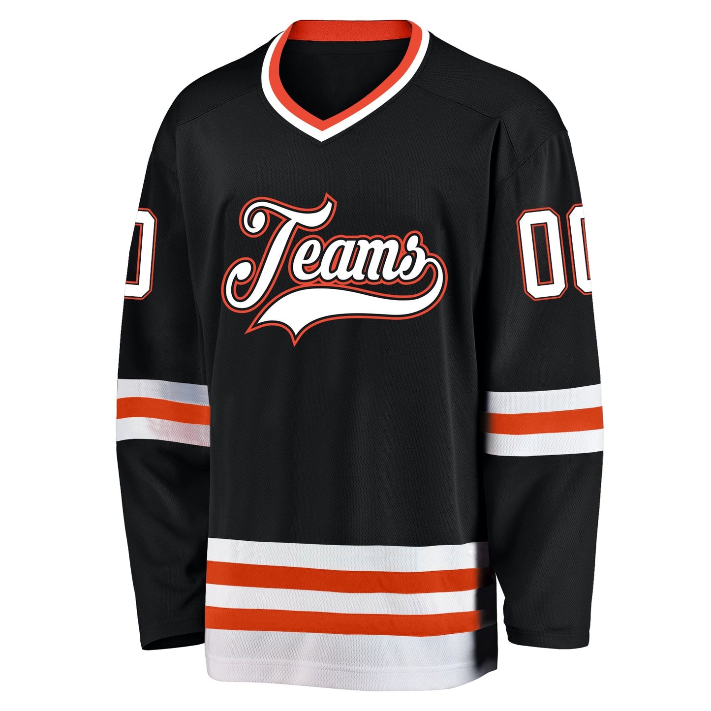 Custom Black White-Orange Hockey Jersey view 2