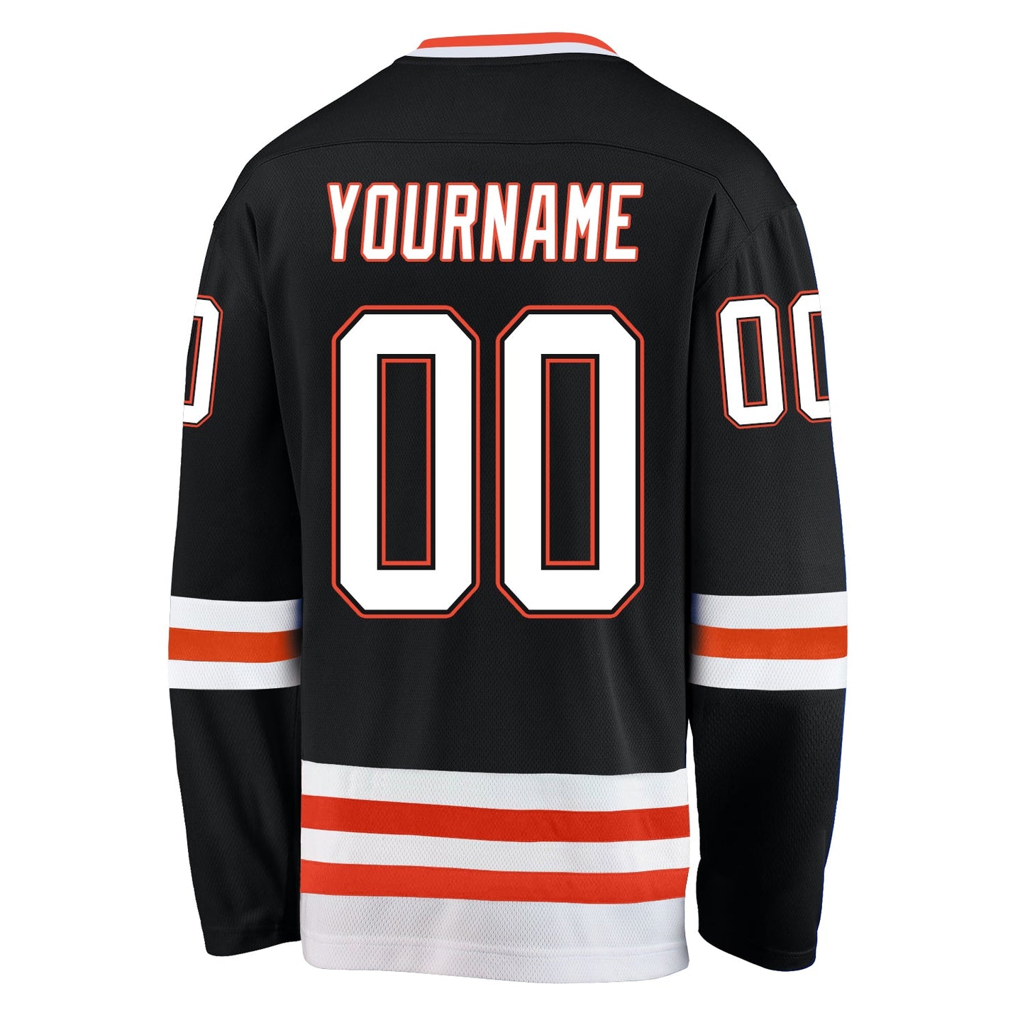 Custom Black White-Orange Hockey Jersey view 3