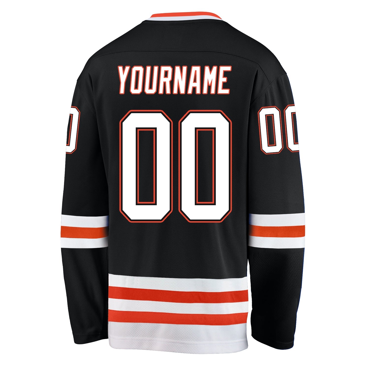 Custom Black White-Orange Hockey Jersey view 3