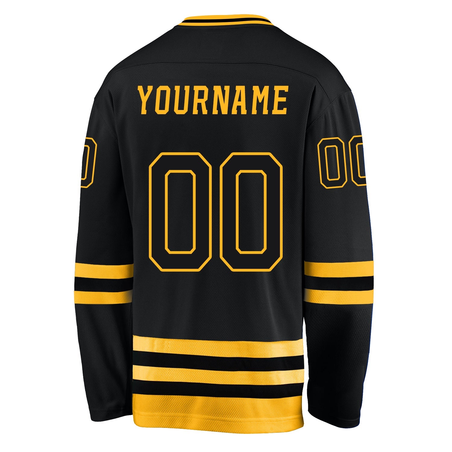 Custom Black Black-Gold Hockey Jersey view 4