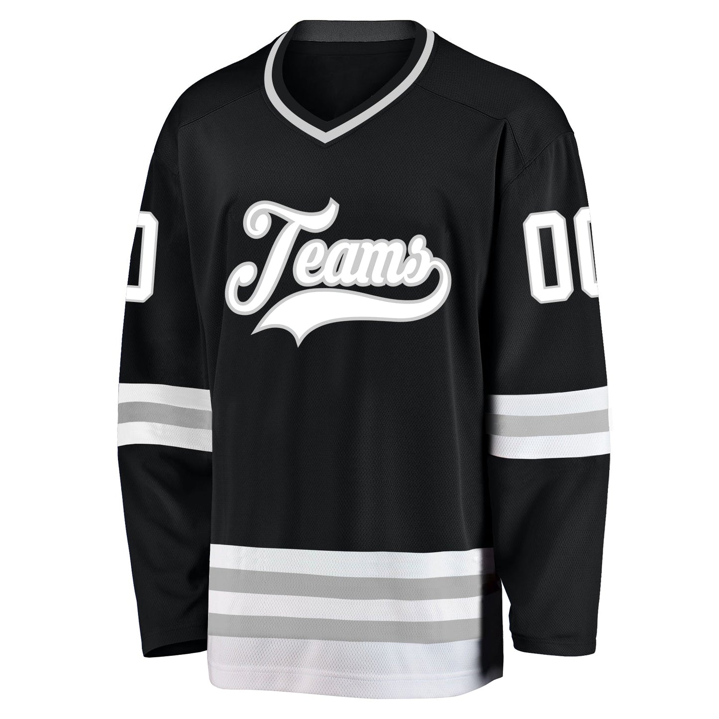 Custom Black White-Gray Hockey Jersey view 2