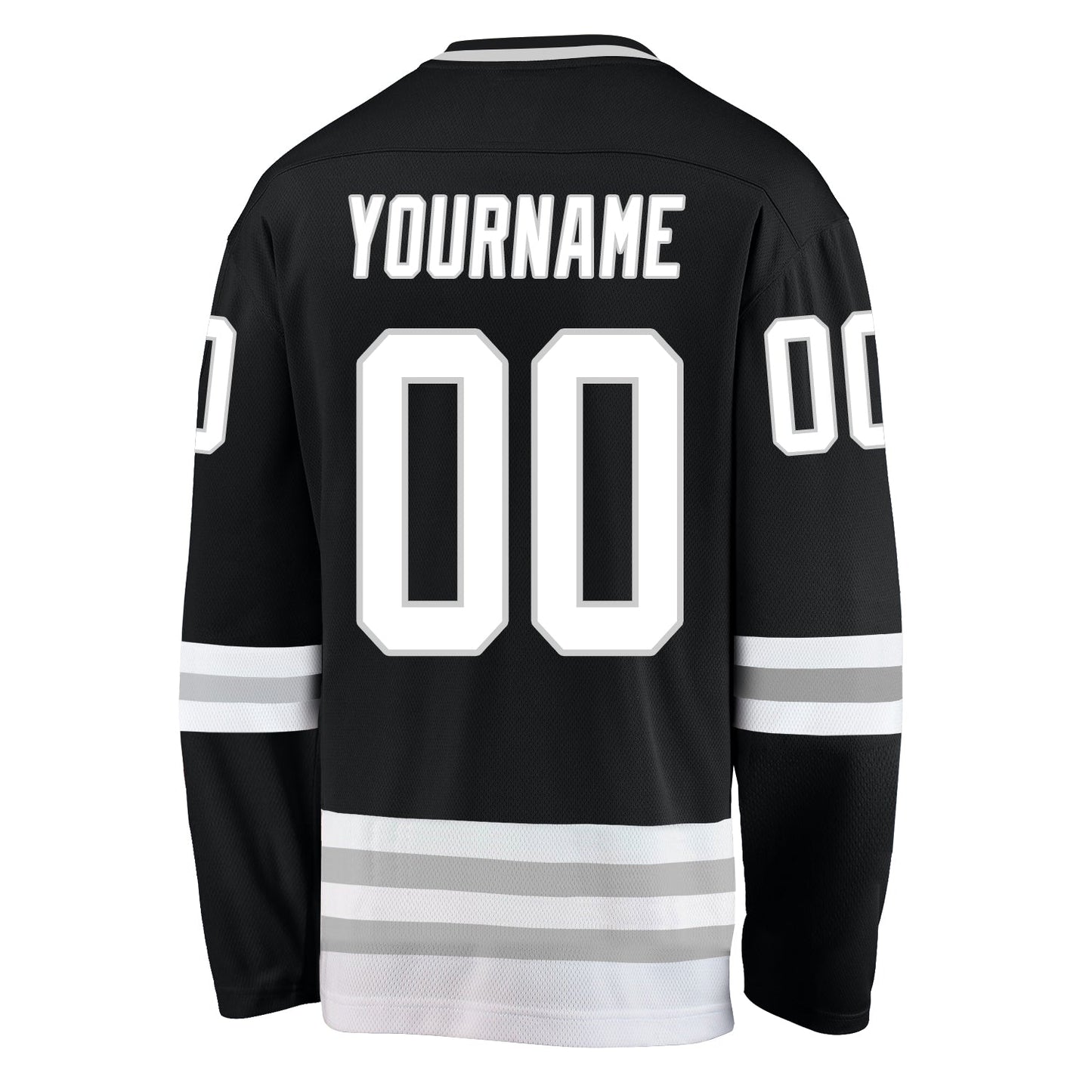 Custom Black White-Gray Hockey Jersey view 3