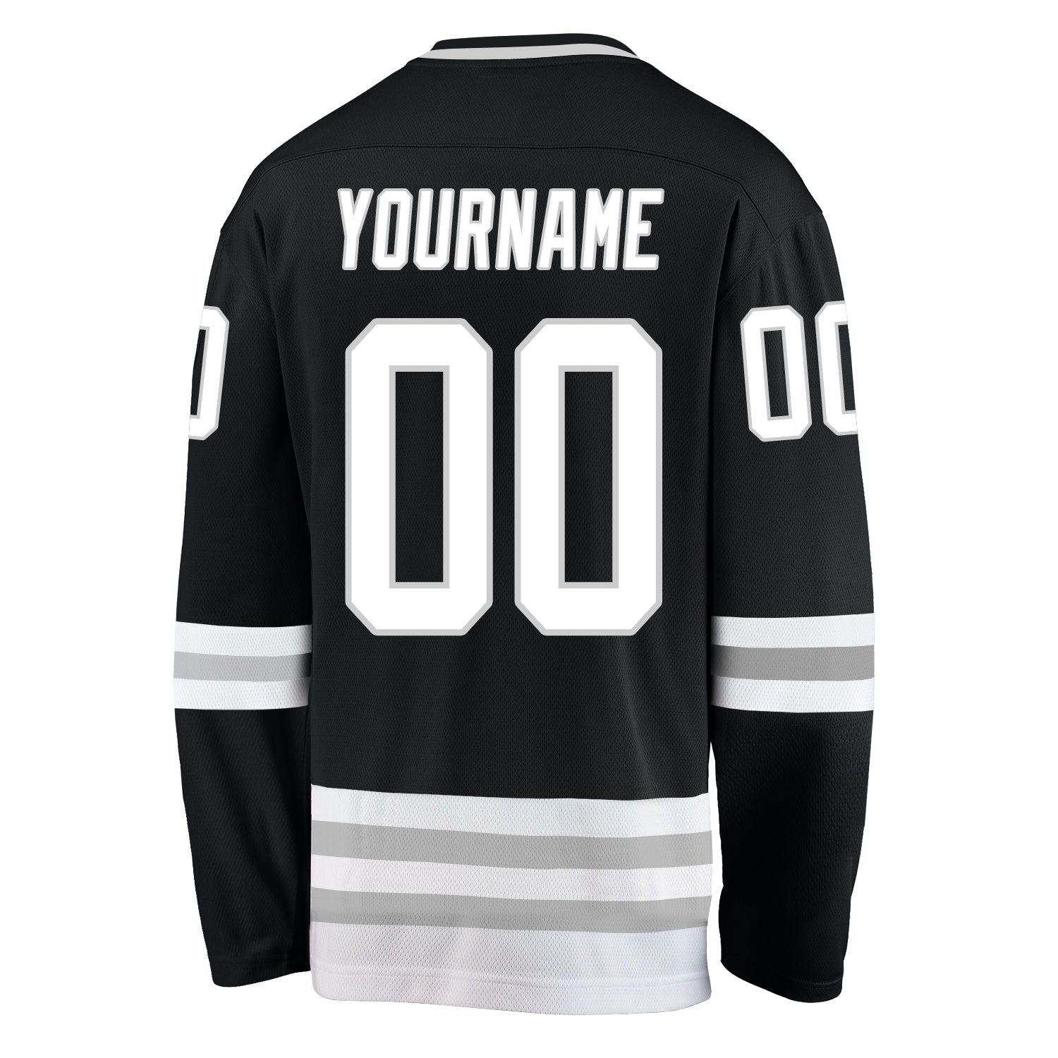 Custom Black White-Gray Hockey Jersey view 3