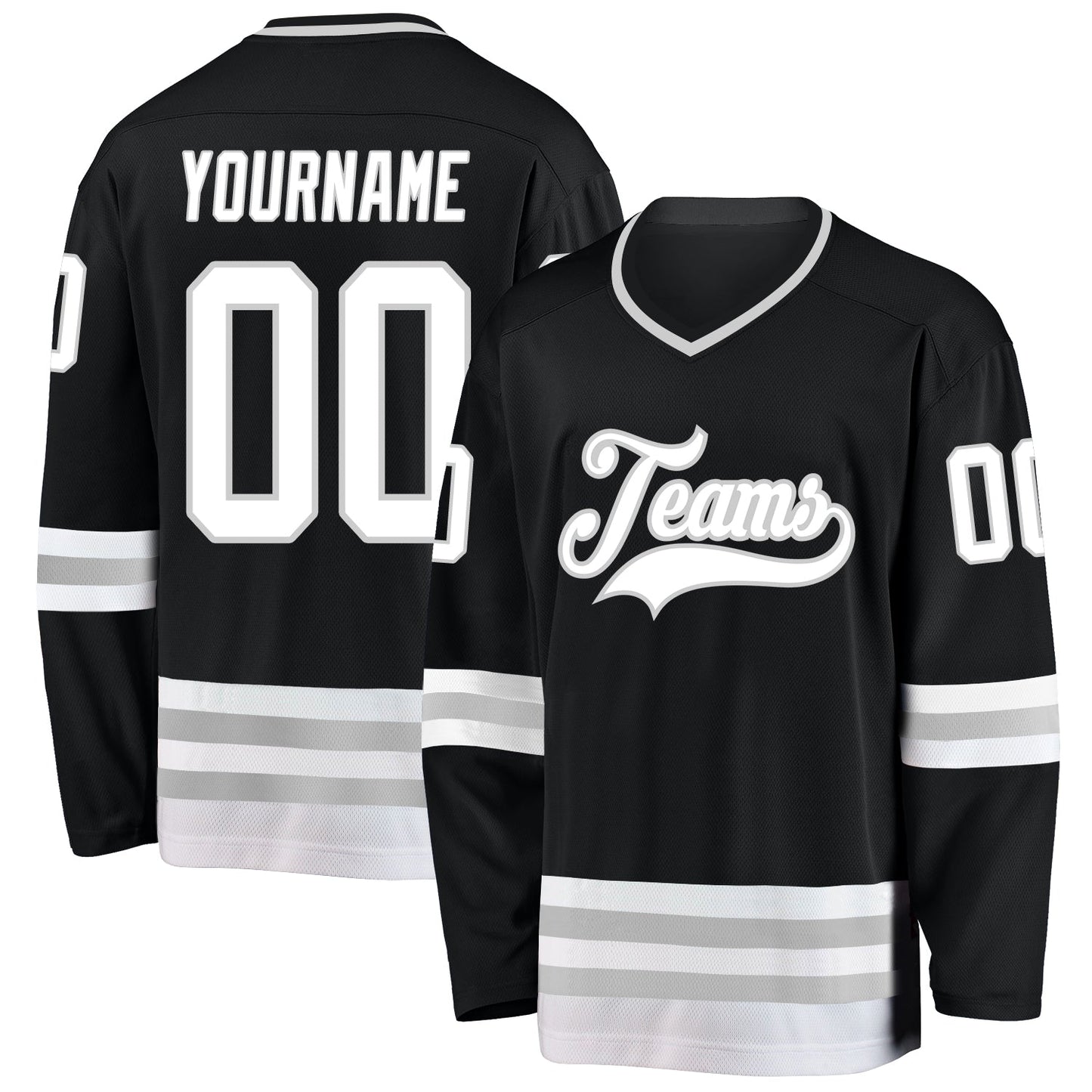 Custom Black White-Gray Hockey Jersey - Main View