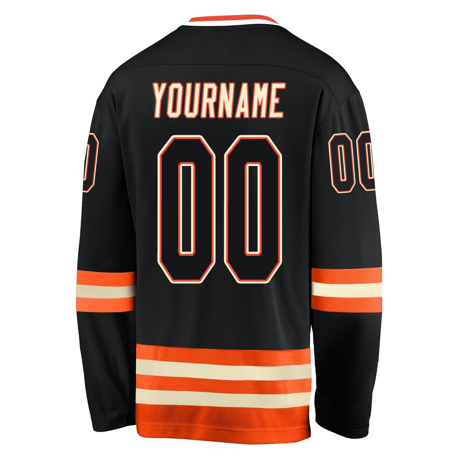 Custom Black Black-Orange Hockey Jersey view 4