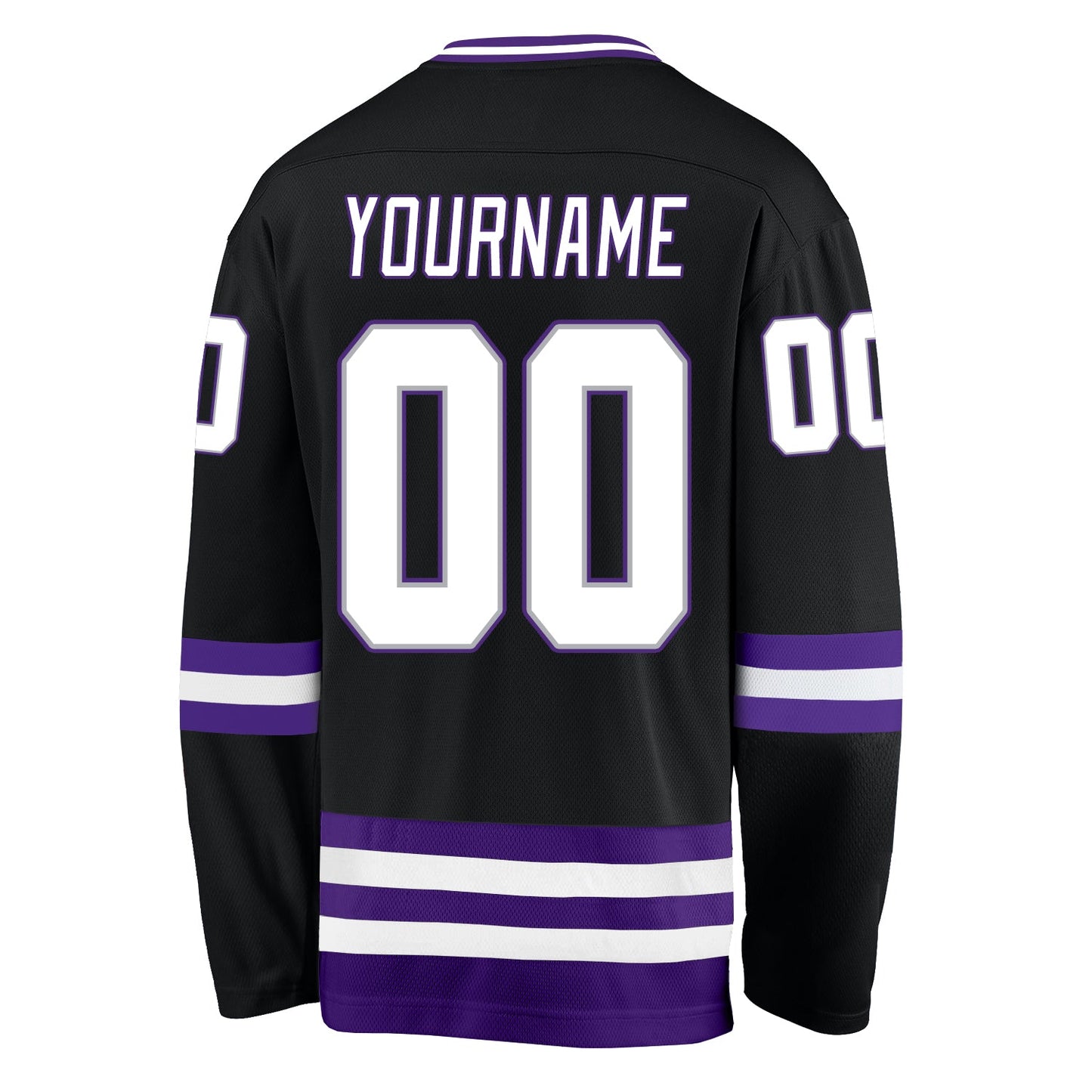 Custom Black White-Purple Hockey Jersey view 3