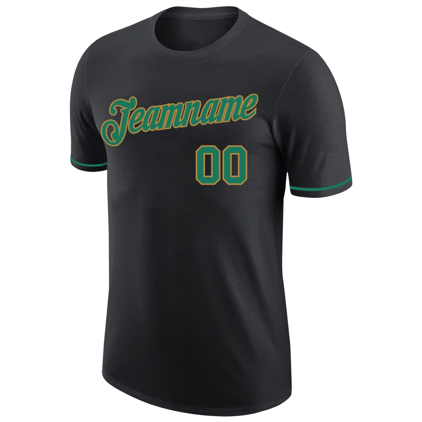 Custom Black Kelly Green-Old Gold Performance T-Shirt view 5