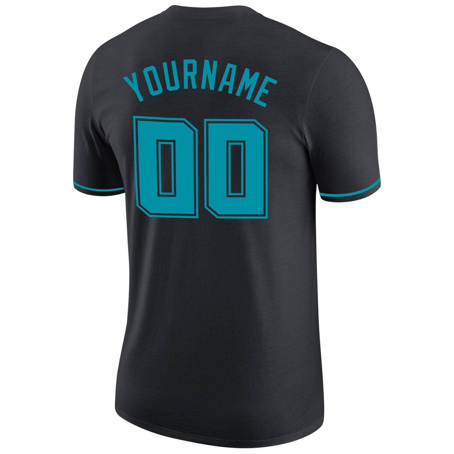 Custom Black Teal-Black Performance T-Shirt view 6