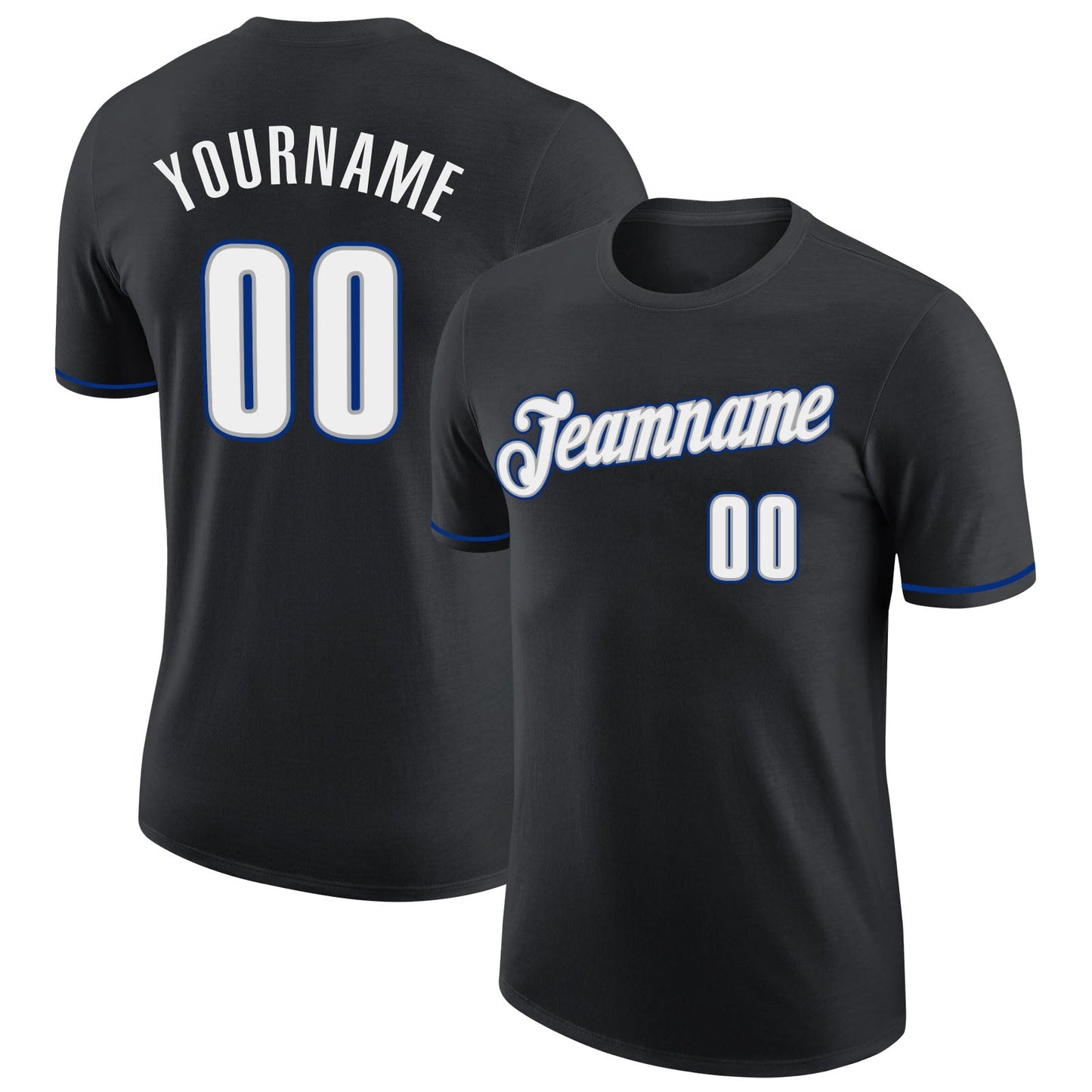 Custom Black White-Royal Performance T-Shirt - Main View