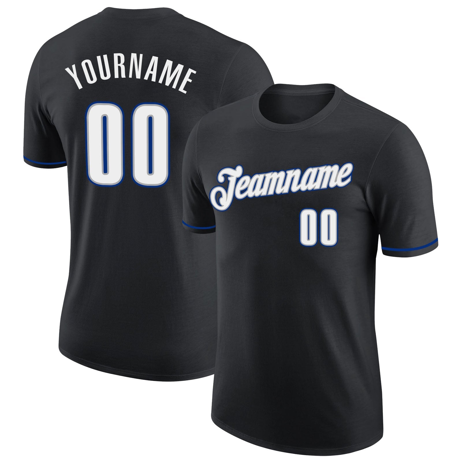 Custom Black White-Royal Performance T-Shirt - Main View
