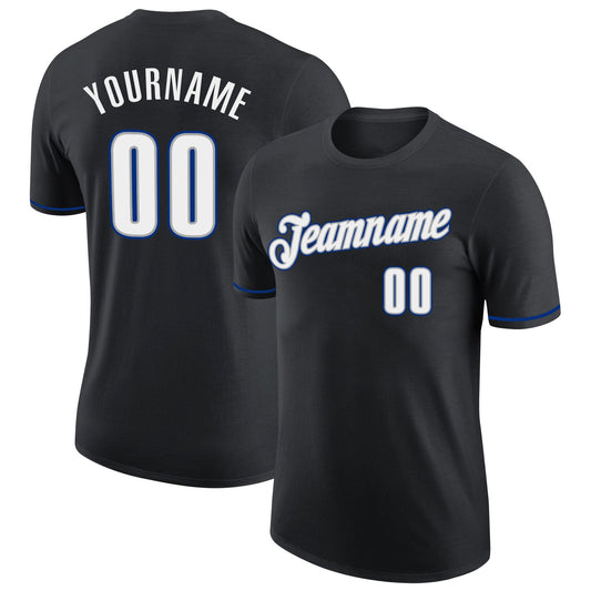 Custom Black White-Royal Performance T-Shirt - Main View