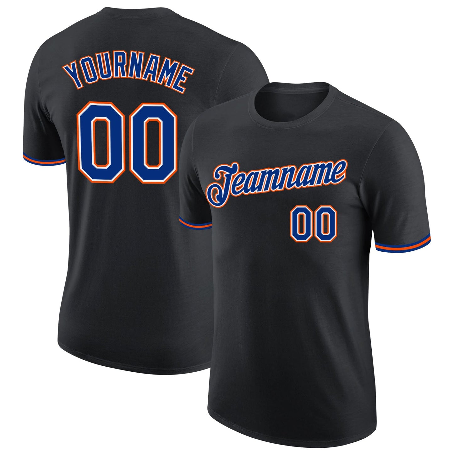 Custom Black Royal-Orange Performance T-Shirt - Main View