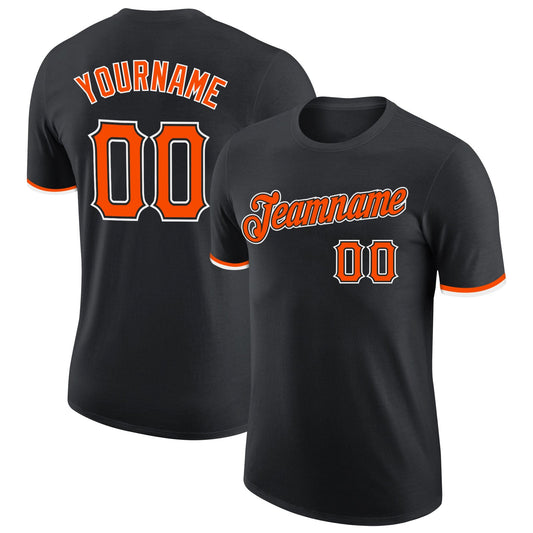 Custom Black Orange-White Performance T-Shirt - Main View