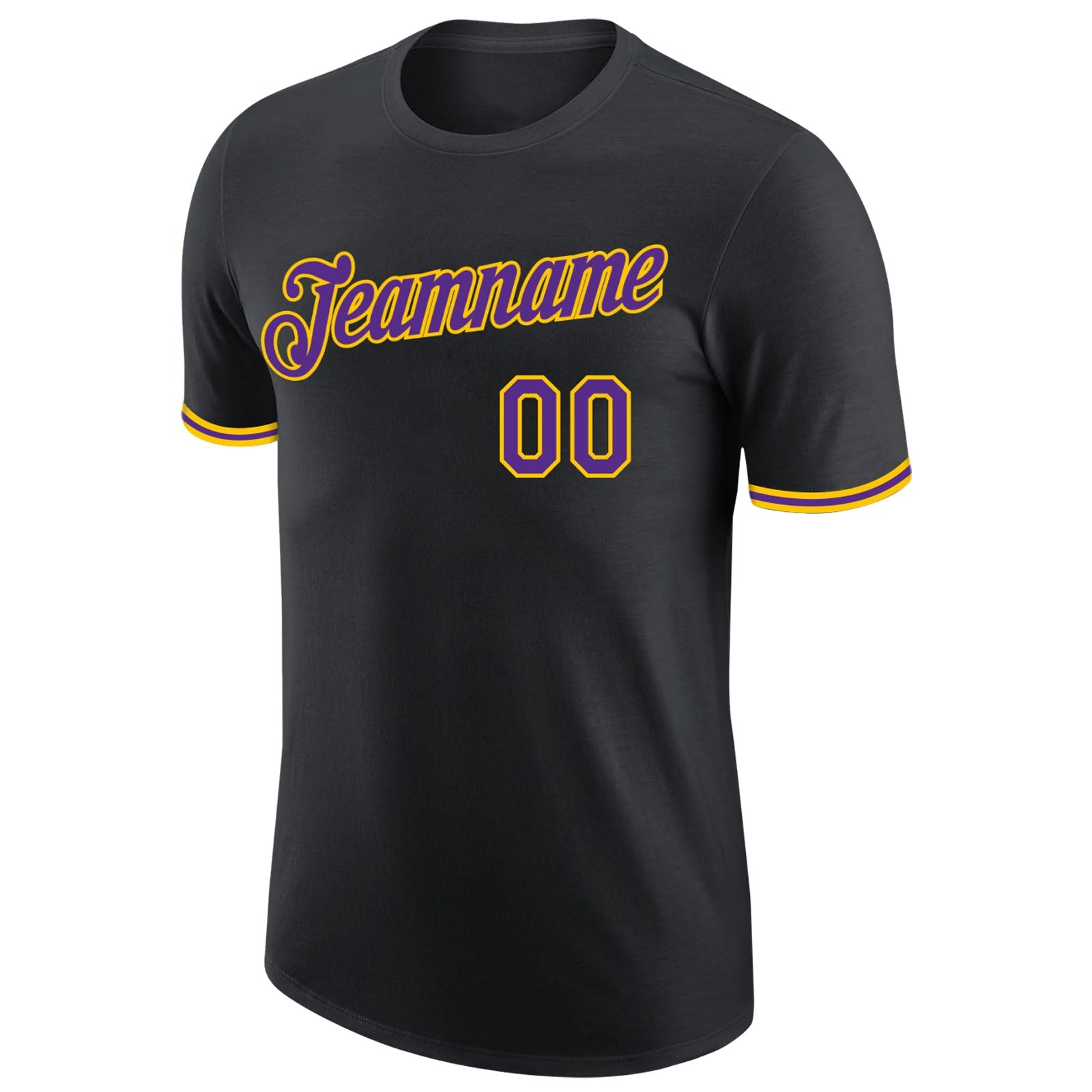 Custom Black Purple-Gold Performance T-Shirt view 5