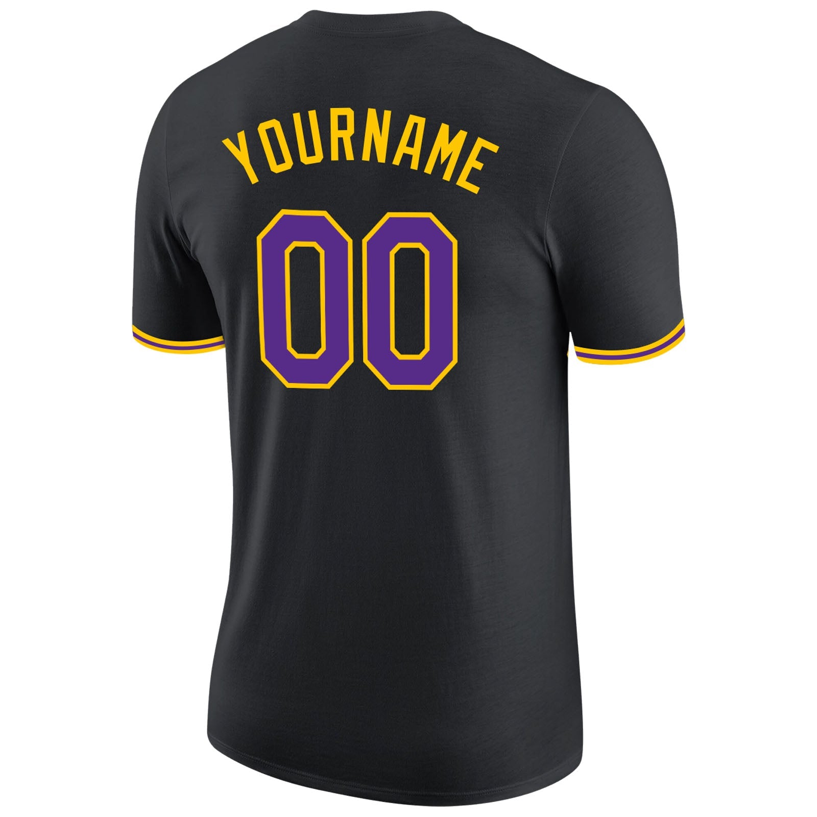 Custom Black Purple-Gold Performance T-Shirt view 6