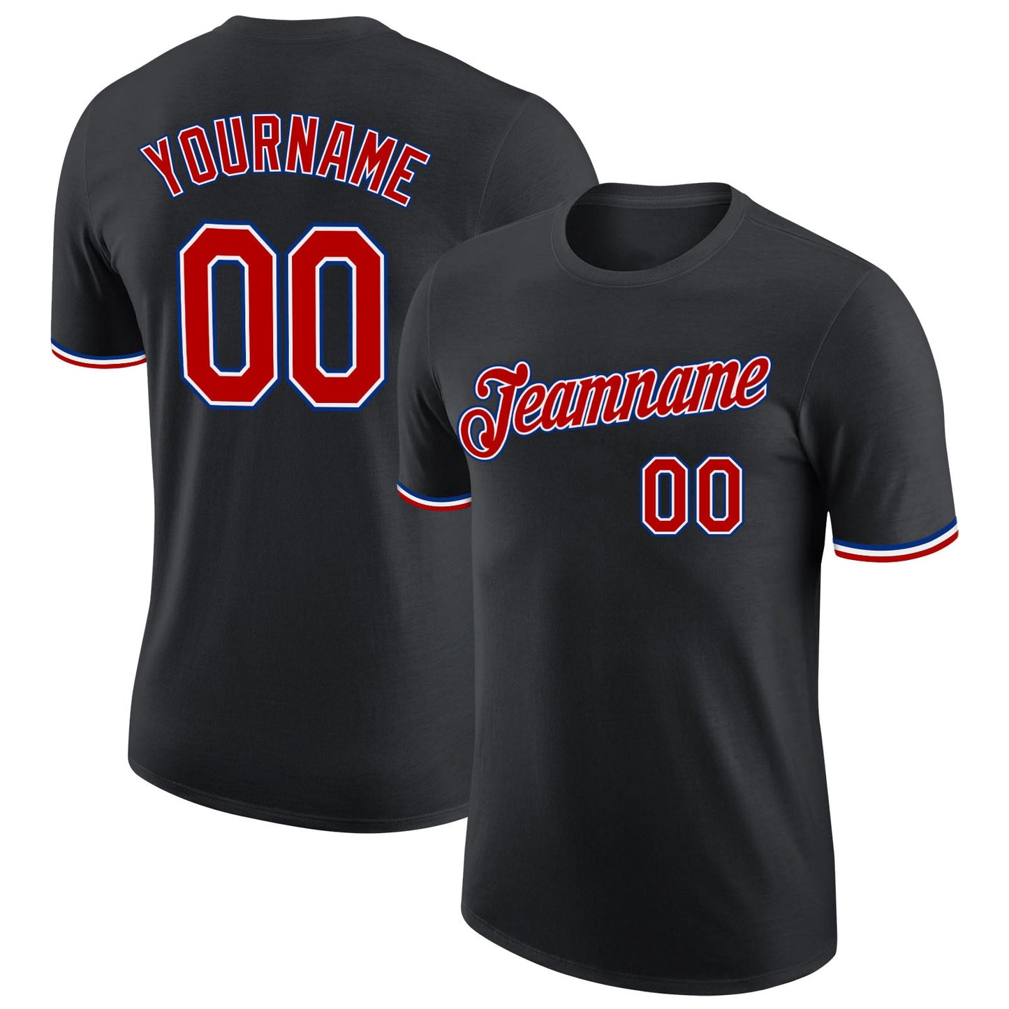 Custom Black Red-Royal Performance T-Shirt - Main View