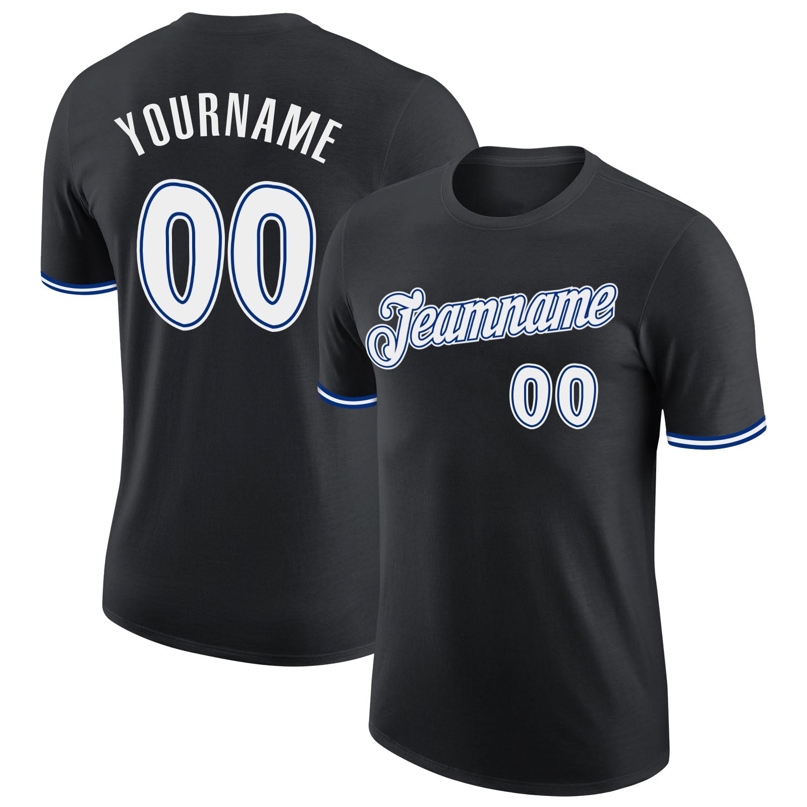 Custom Black White-Royal Performance T-Shirt - Main View