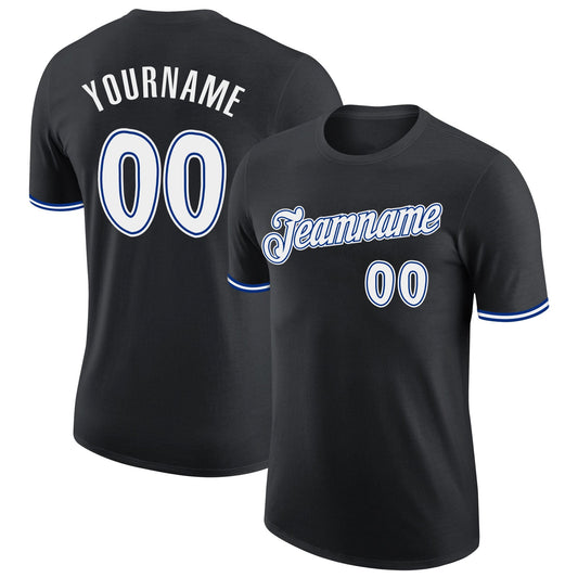 Custom Black White-Royal Performance T-Shirt - Main View