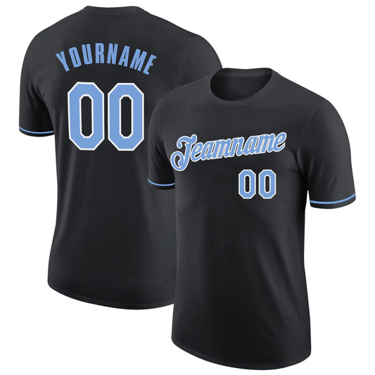 Custom Black Light Blue-White Performance T-Shirt - Main View