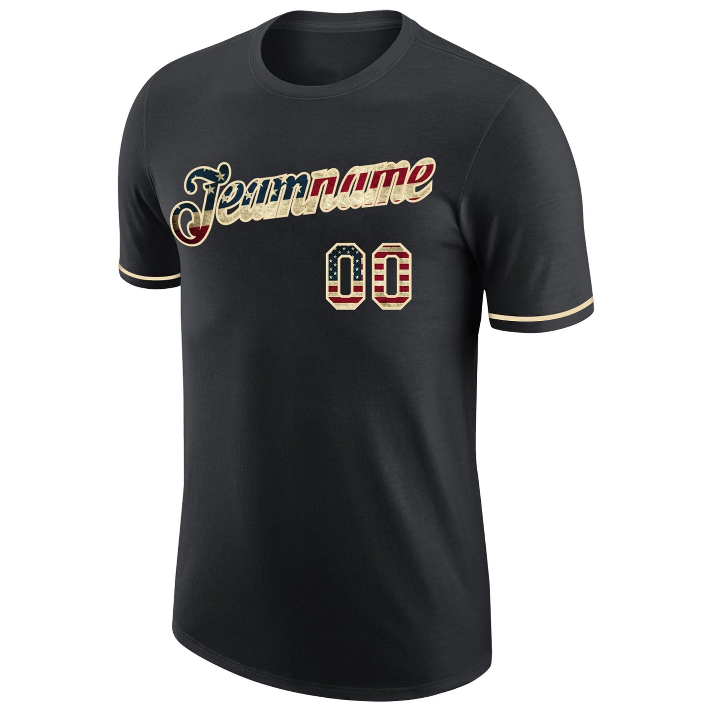 Custom Black Vintage USA Flag-Cream Performance T-Shirt view 5
