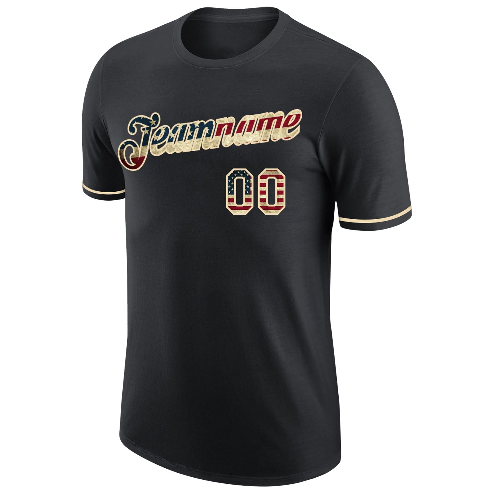 Custom Black Vintage USA Flag-Cream Performance T-Shirt view 5