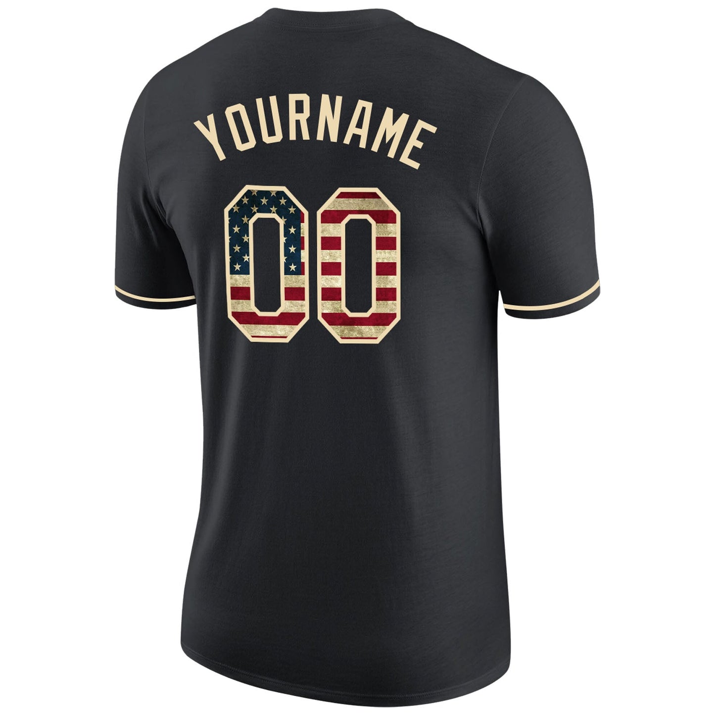 Custom Black Vintage USA Flag-Cream Performance T-Shirt view 6