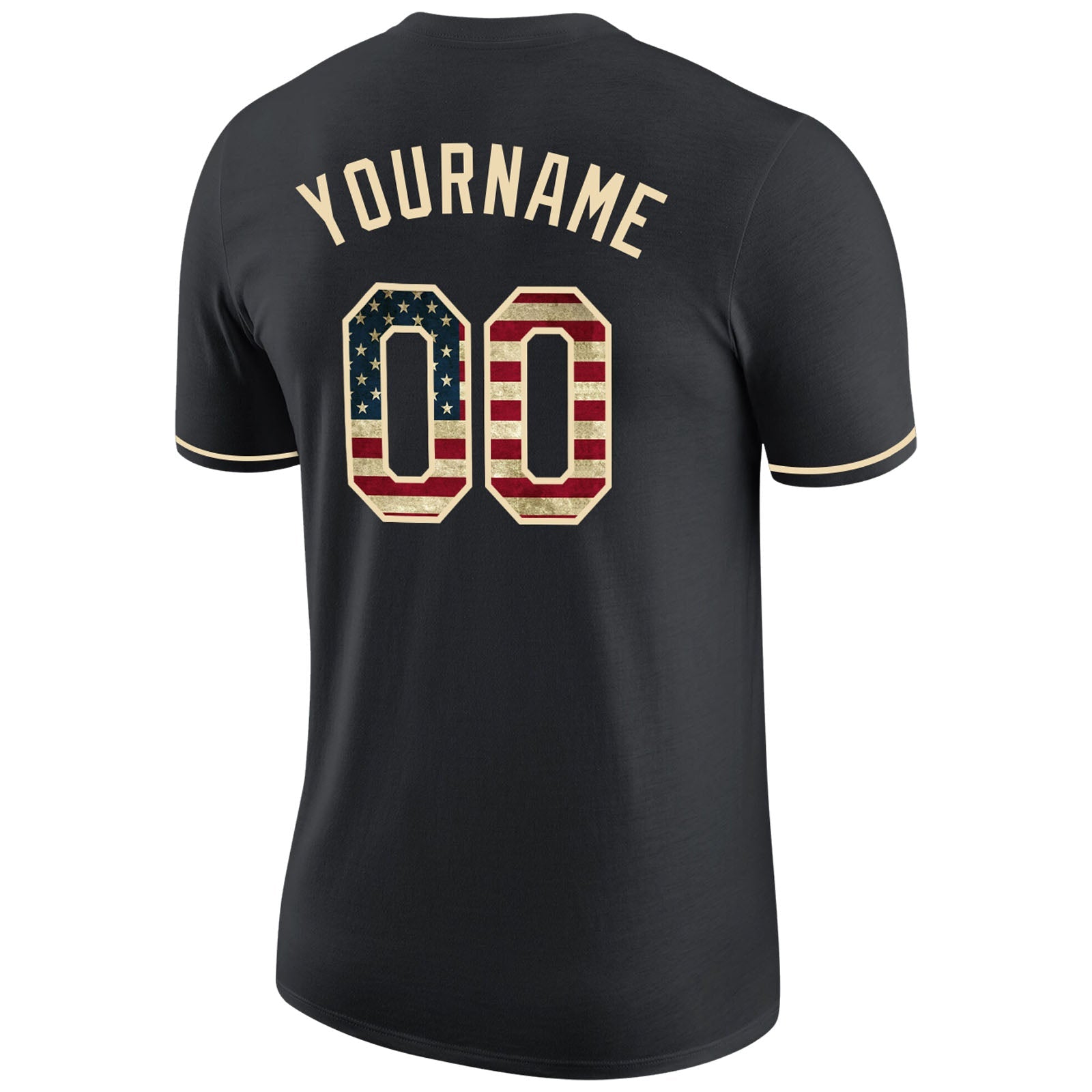 Custom Black Vintage USA Flag-Cream Performance T-Shirt view 6