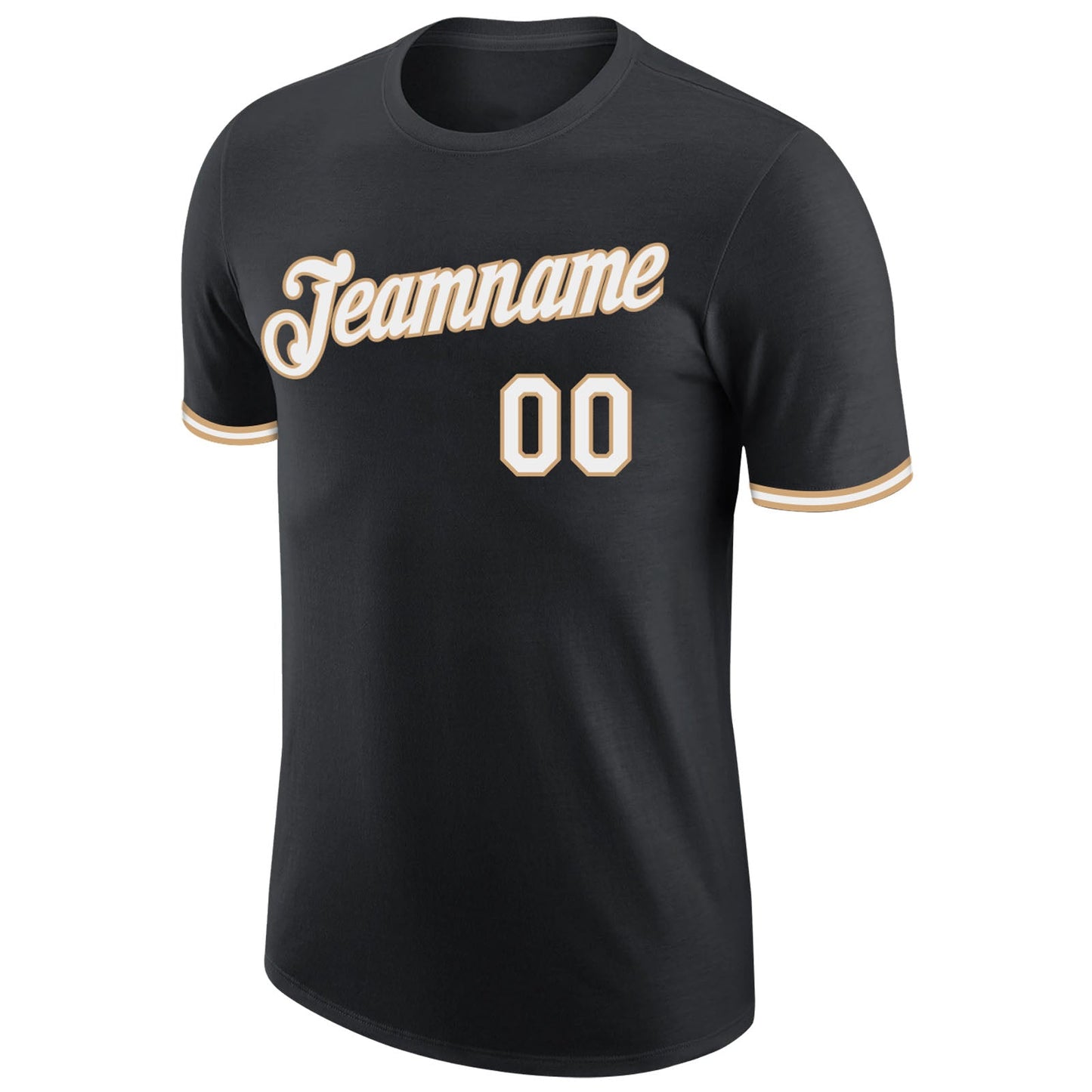 Custom Black White-Old Gold Performance T-Shirt view 5
