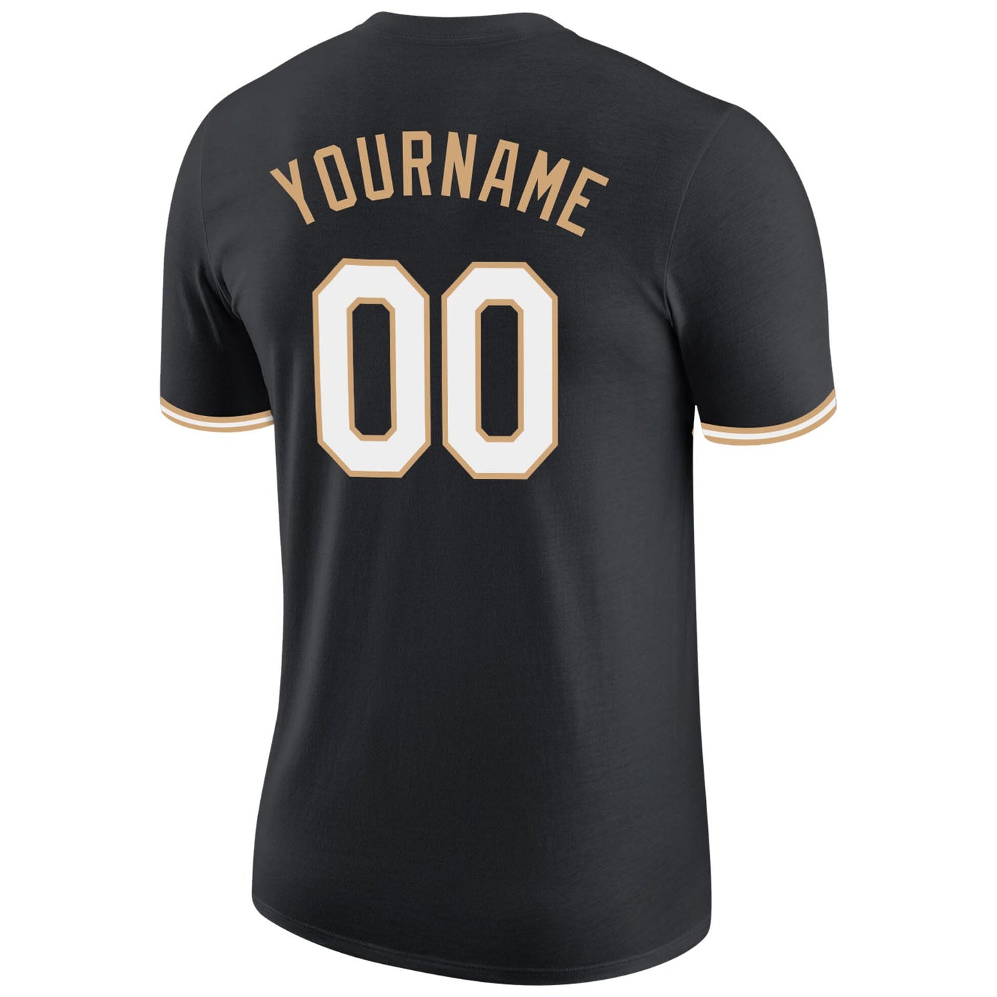 Custom Black White-Old Gold Performance T-Shirt view 6