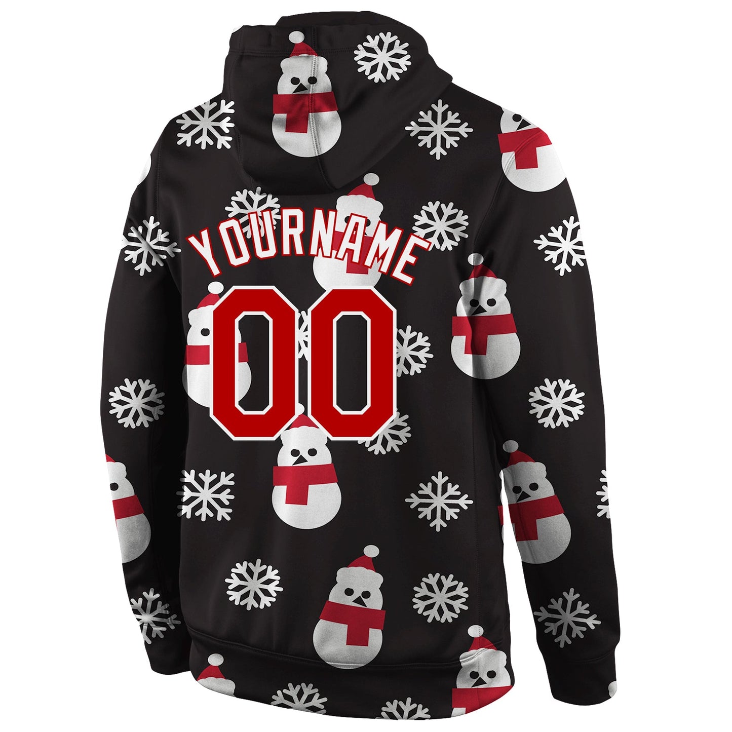 Custom Stitched Black Red-White Christmas 3D Sports Pullover Sweatshirt Hoodie view 3