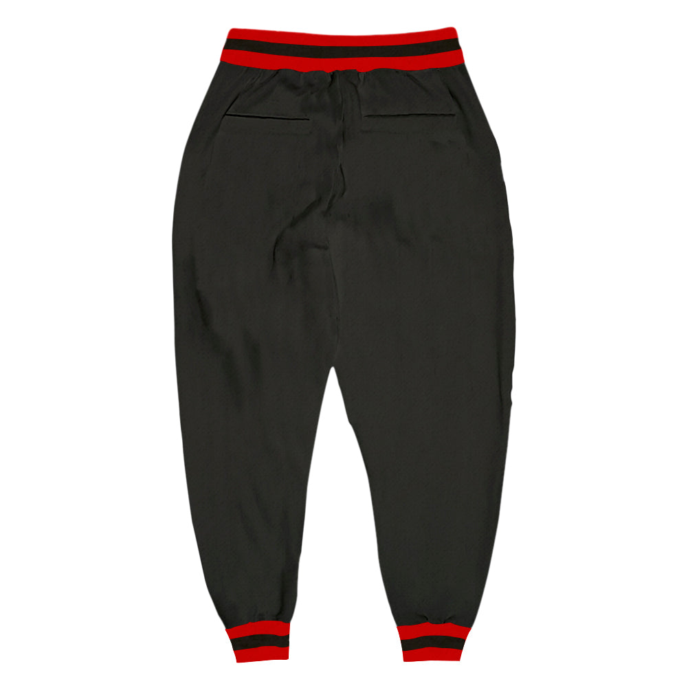 Custom Black Black-Red Sports Pants view 3