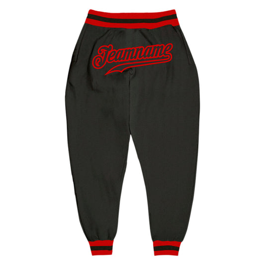 Custom Black Black-Red Sports Pants - Main View