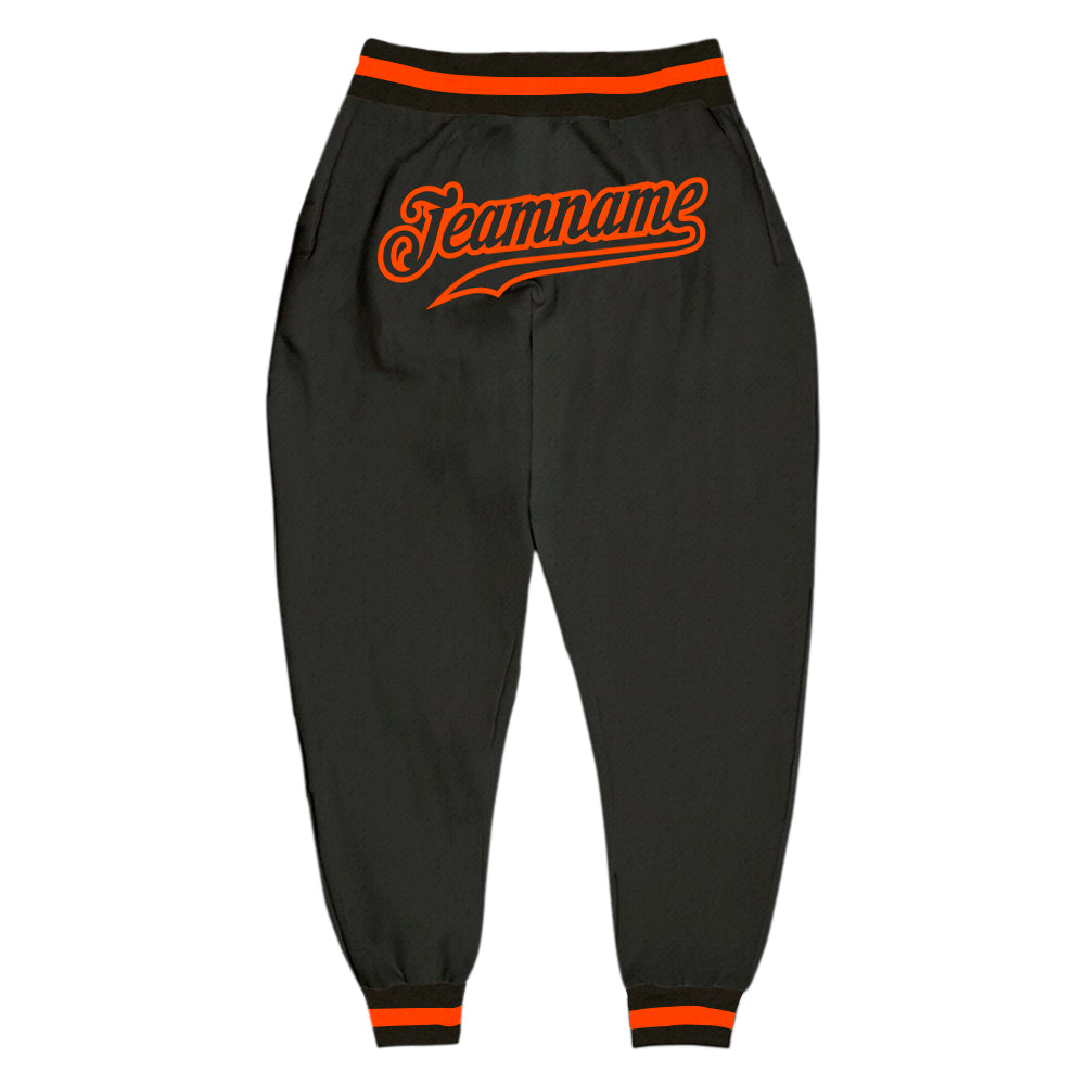 Custom Black Black-Orange Sports Pants - Main View