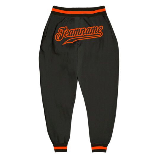 Custom Black Black-Orange Sports Pants - Main View
