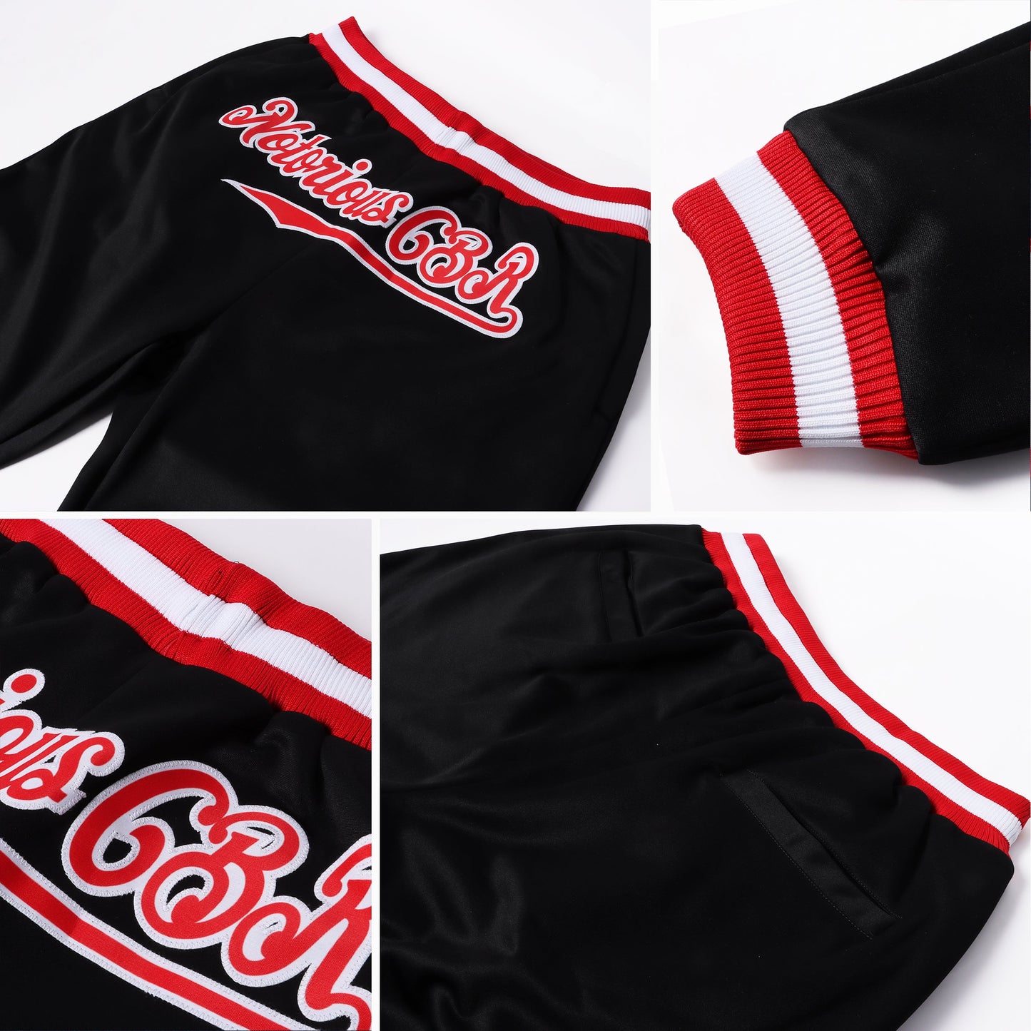 Custom Black Red-White Sports Pants view 4